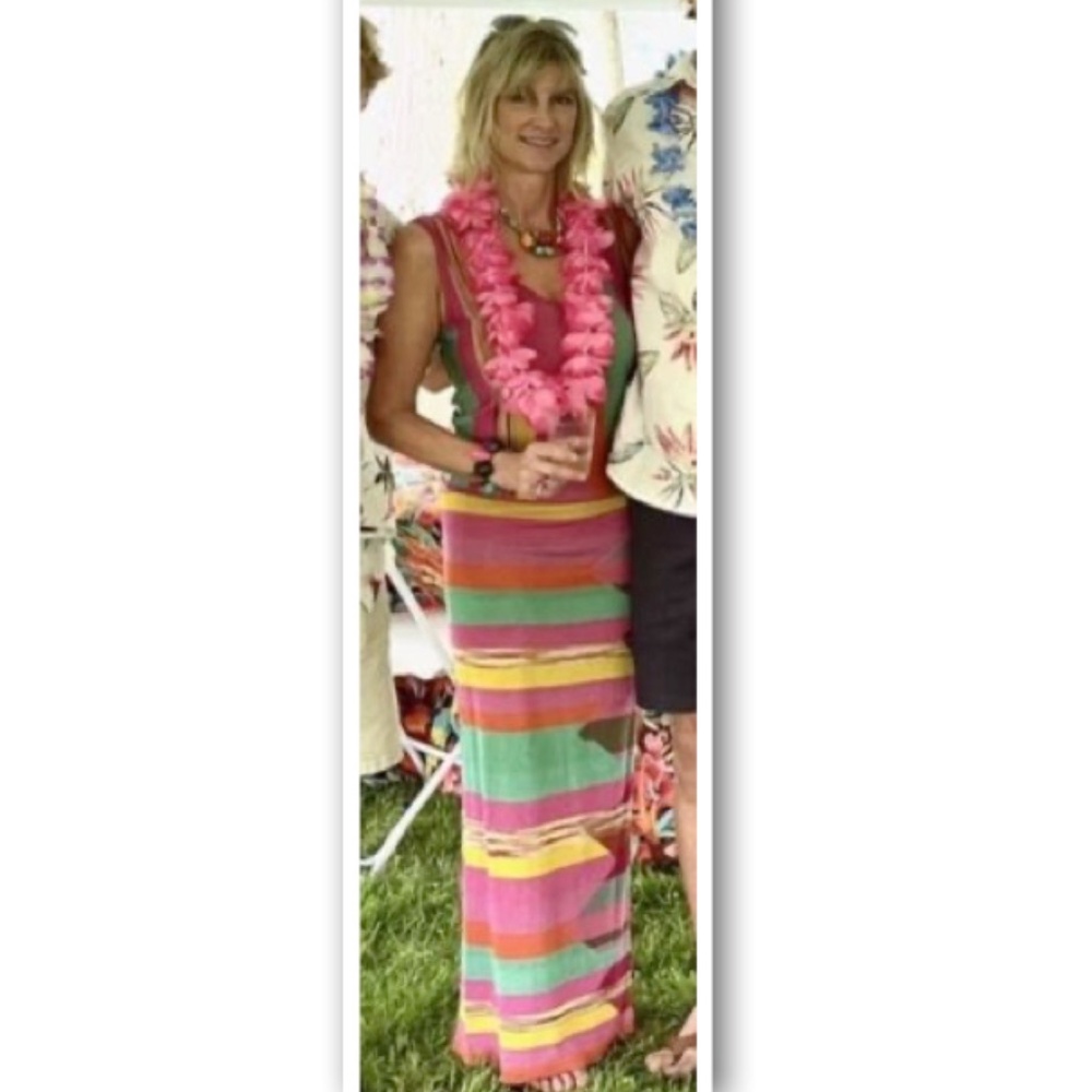 MISSONI 2 PIECE multicolor chevron zig zag striped knit top maxi skirt dress 6-8 - Picture 2 of 6